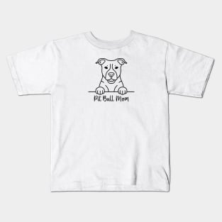 Pit Bull Mom Line Art Kids T-Shirt